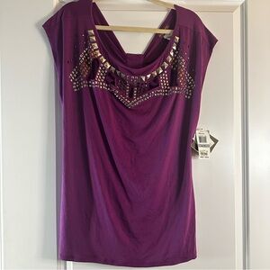 Baby Phat Purple Y2K Embellished Studded Top 1X NWT